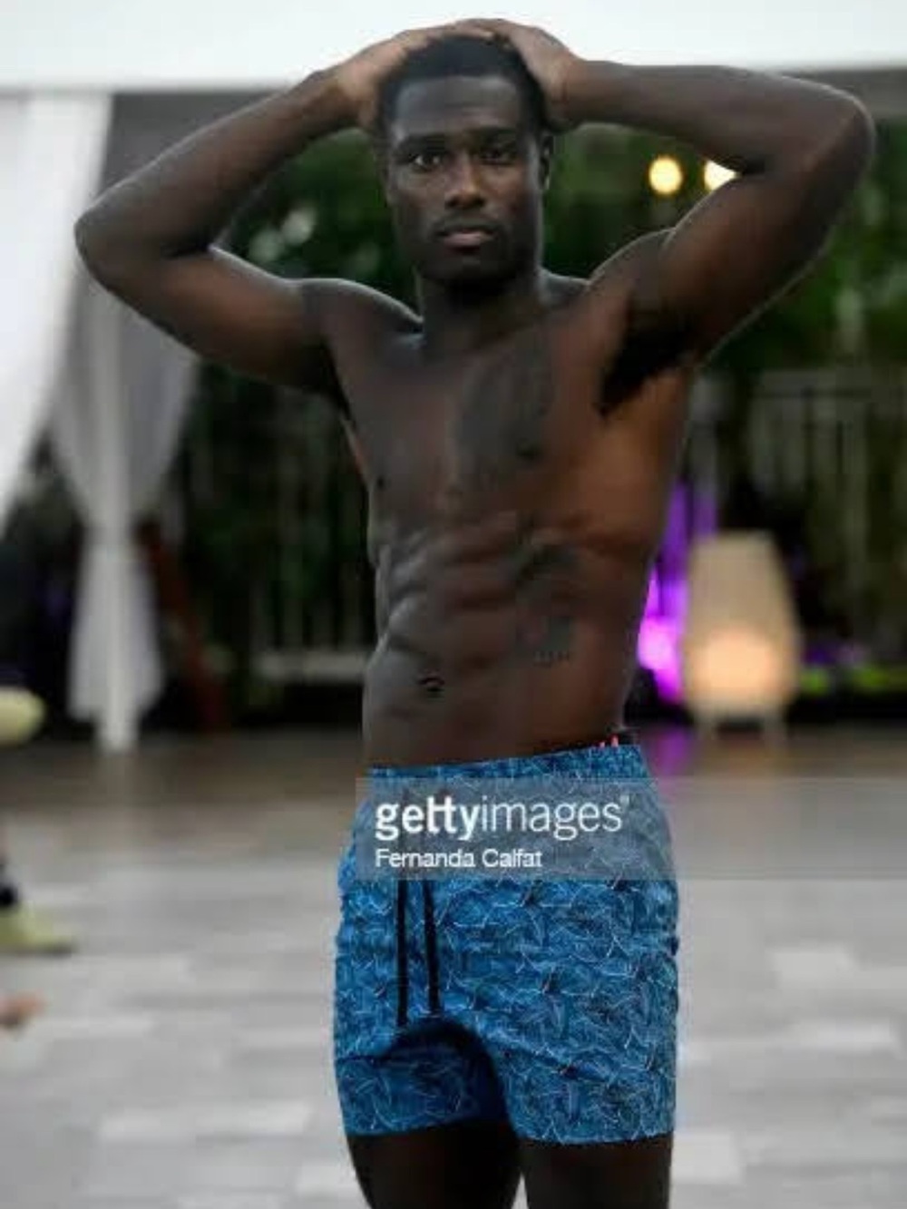Blue Patterned Men’s Swim Trunks